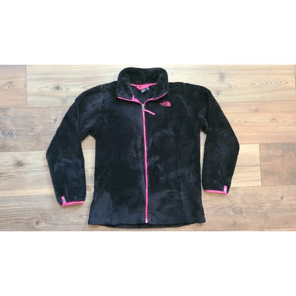 THE NORTH FACE Jacket Girls XL 18 Osito Fleece Full Zip Black Pink No Pockets - Picture 1 of 6